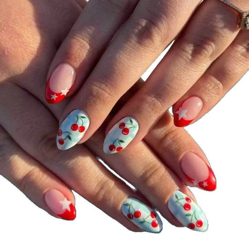 Creative art nails with cherry design Stornfield