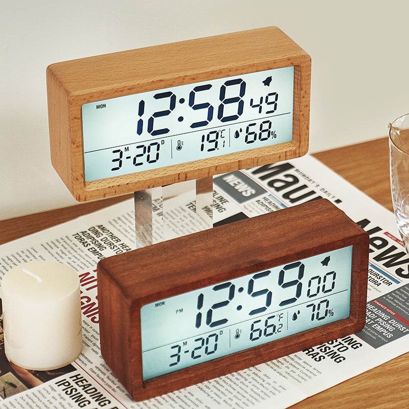 Digital alarm clock with wooden case Stornfield
