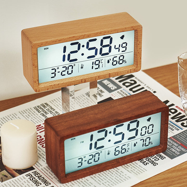 Digital alarm clock with wooden case Stornfield