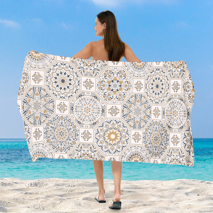 generously cut beach towel with elegant mosaic design Stornfield
