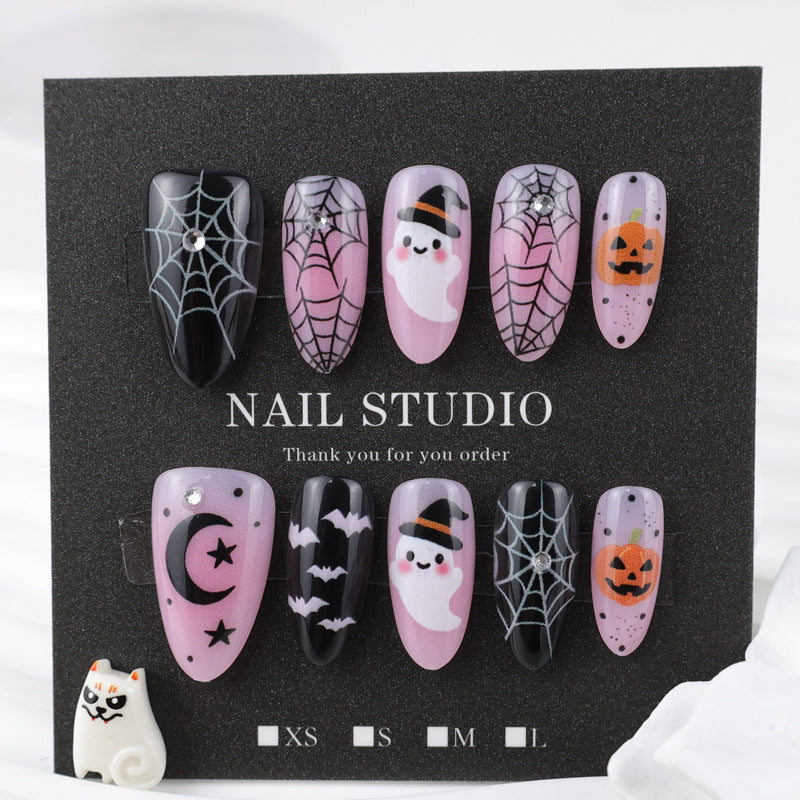 Halloween Artificial Nail Set with Creative Ghost and Spider Designs Stornfield