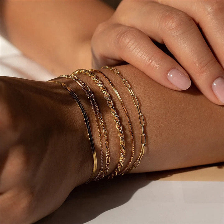 Multiple Textured Chain Bracelet Set Stornfield