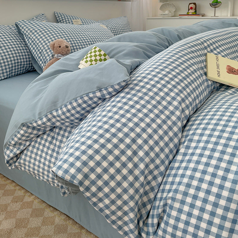Checked Pattern Duvet Cover Set