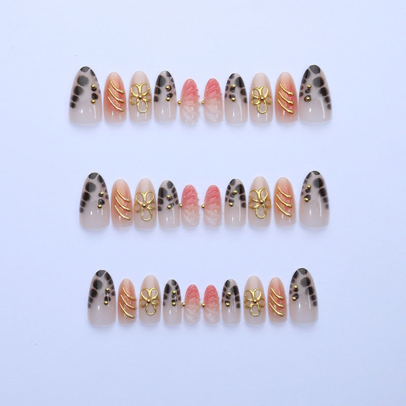 Decorative Press-On Nail Art Set with Floral Accents Stornfield