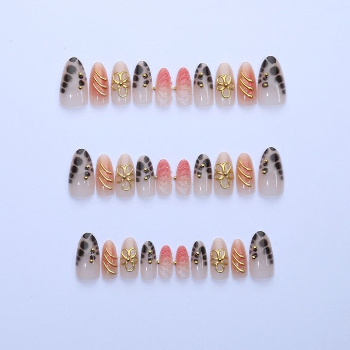 Decorative Press-On Nail Art Set with Floral Accents Stornfield