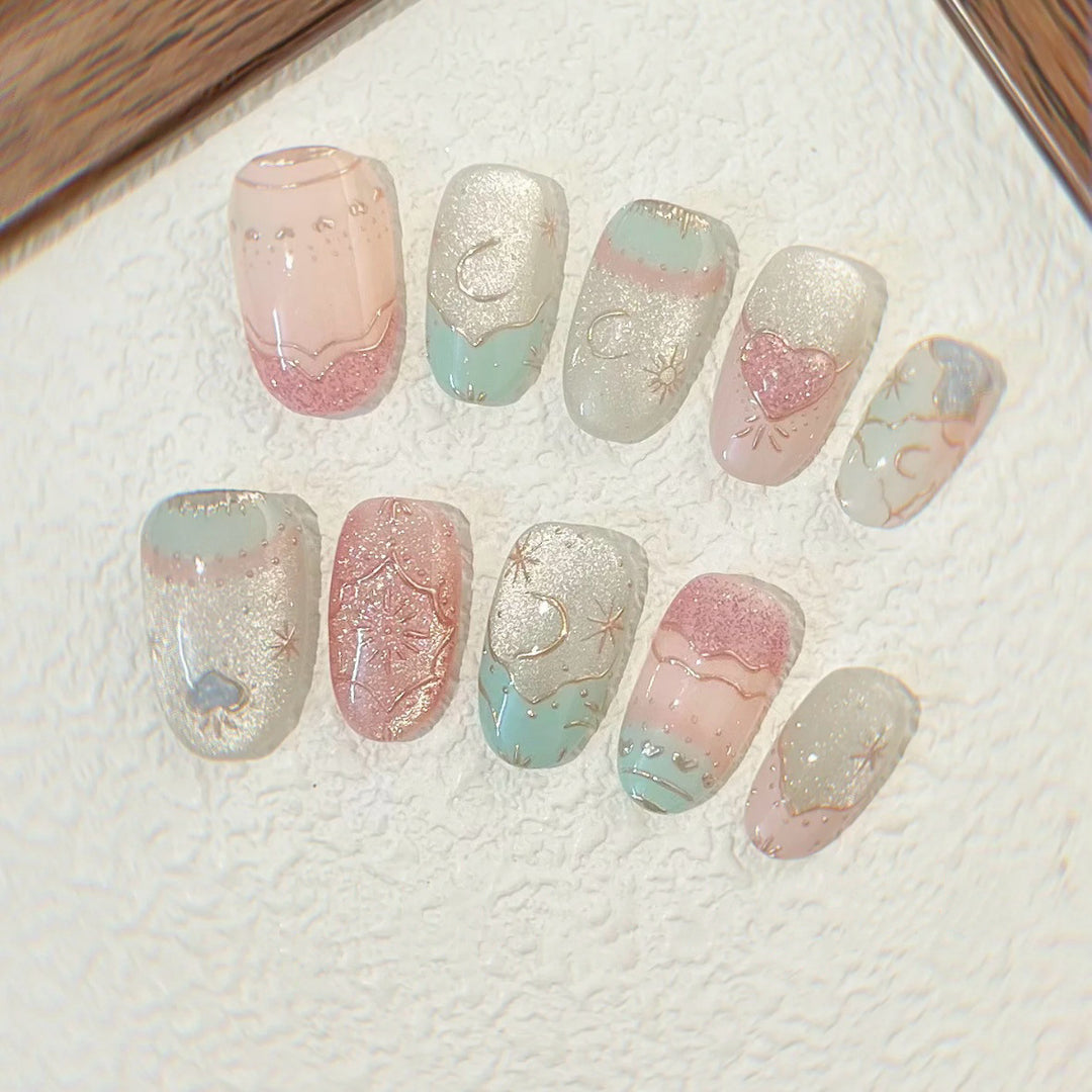 Elegant Decorative Press-On Nails Set