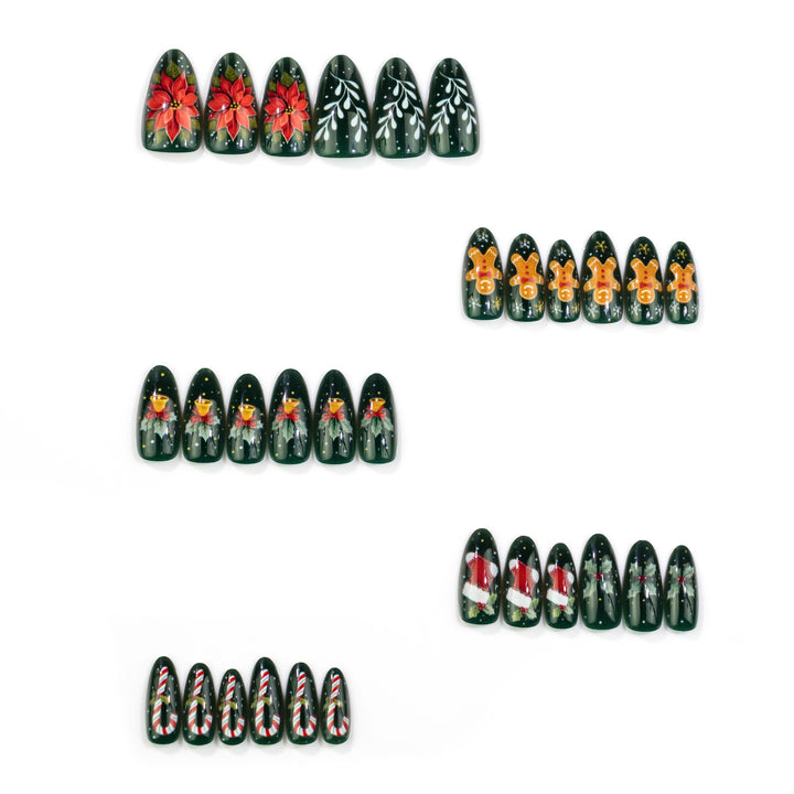 Festive Christmas-Themed Press-On Nail Art Set Stornfield