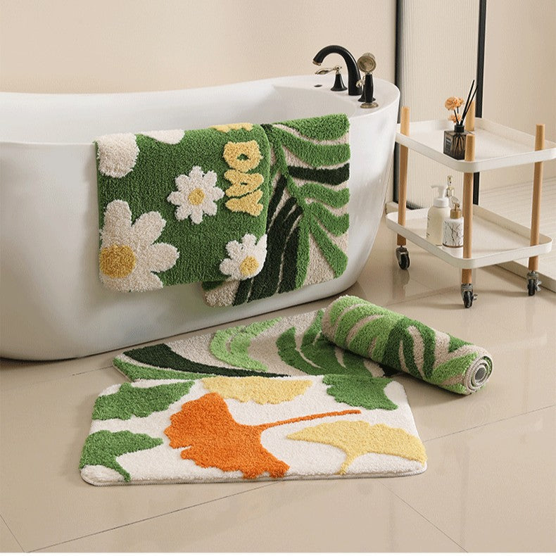 Leaf Design Bath Rug