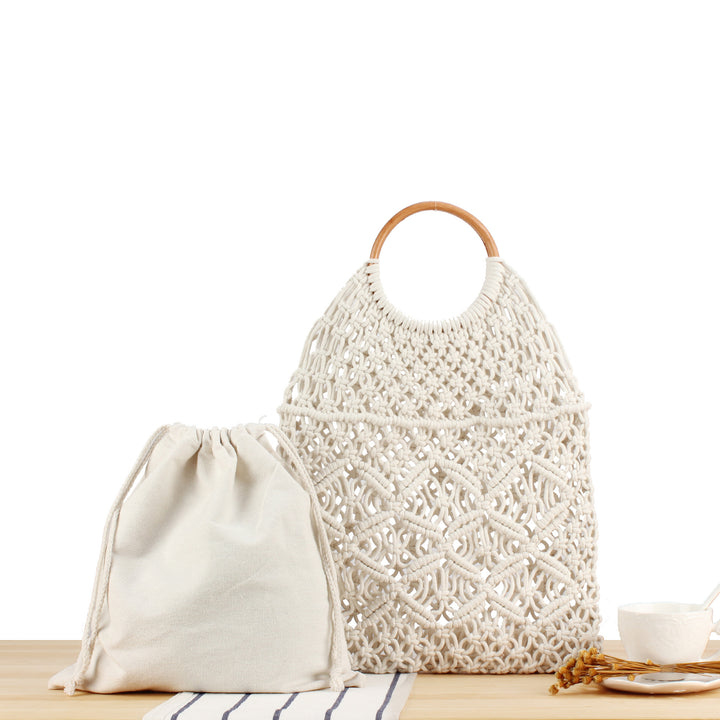 Macrame Tote Bag with Double-Layer Inner Pocket Stornfield