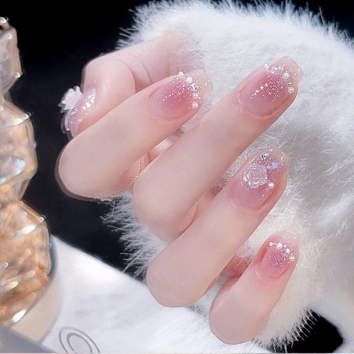 Decorative Press-On Nail Art with Elegant Black Tips Stornfield