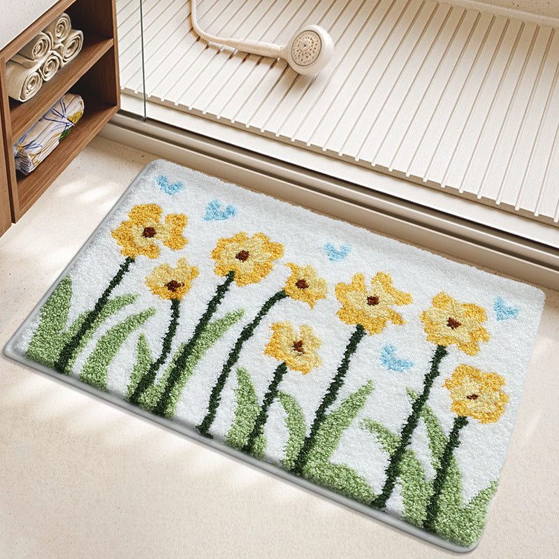 Floral Patterned Bathroom Rug