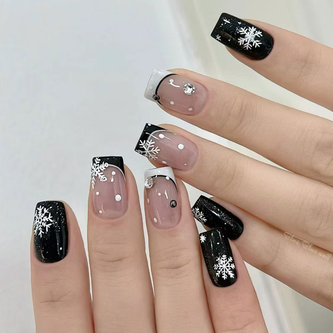 Snowflake-Inspired Acrylic Nail Art Set