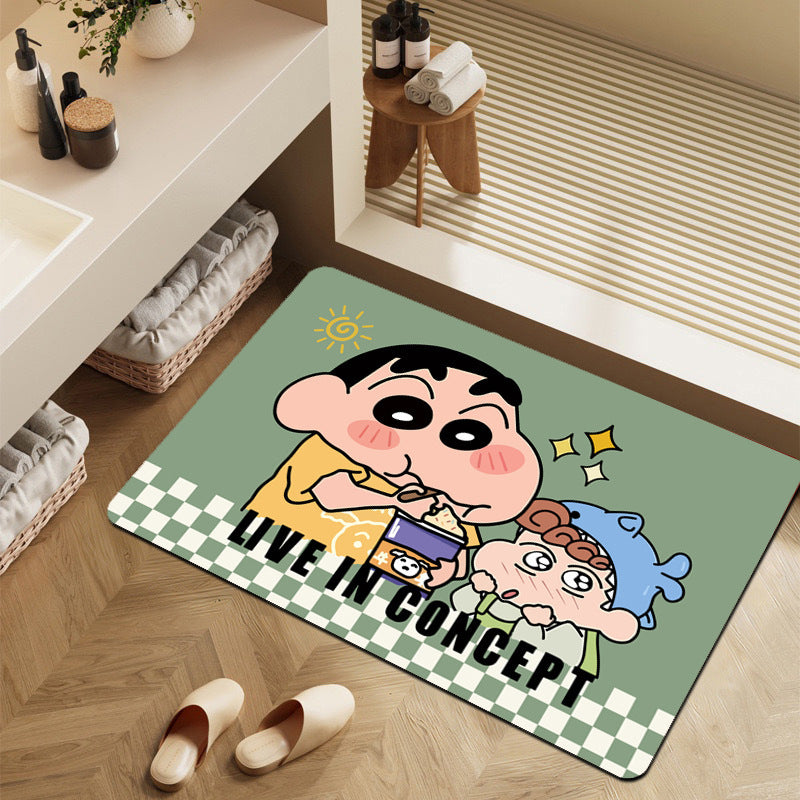 Cartoon Dinosaur-Themed Bathroom Mat