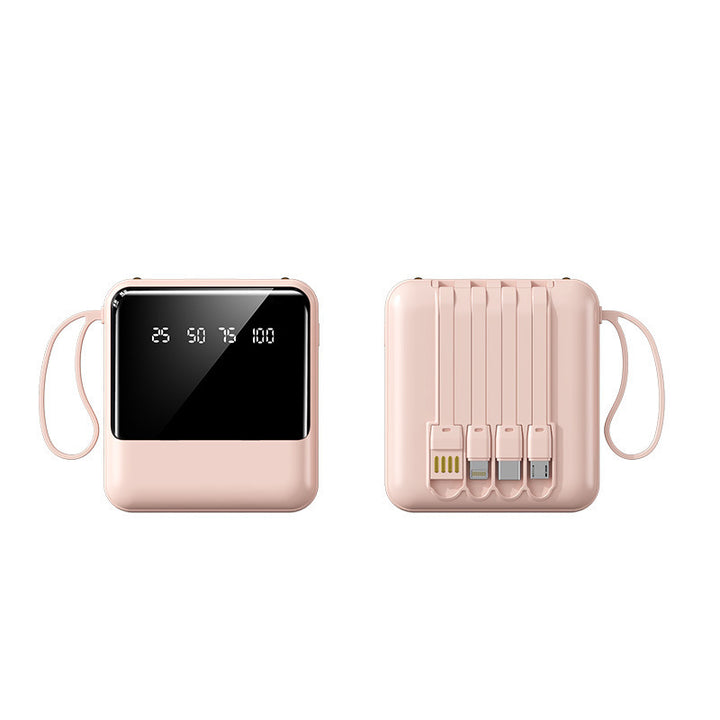 Portable power bank with LED status indicator and integrated cable system Stornfield