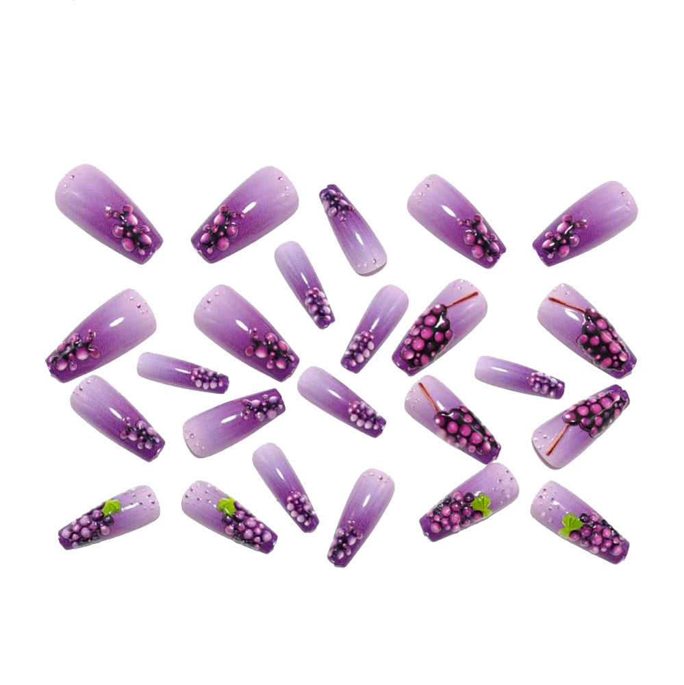 Artificial nails with detailed grape motifs Stornfield