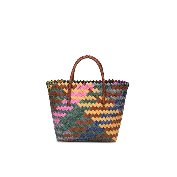 Handwoven Multi-Colored Straw Tote