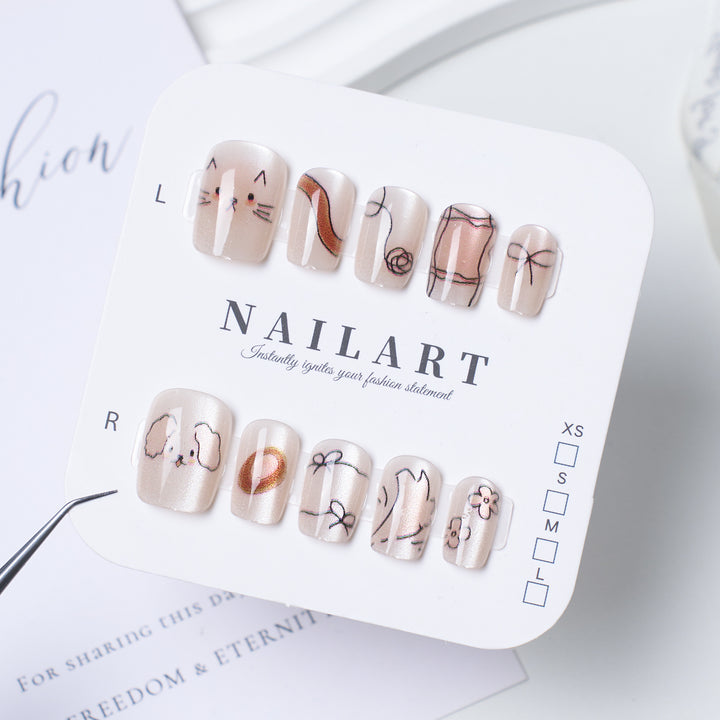 Artistic Animal-Themed Press-On Nail Set Stornfield