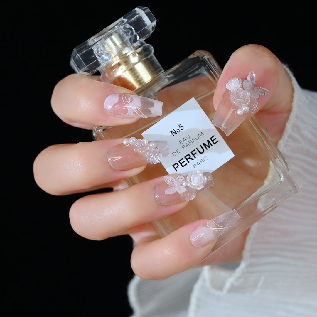 Elegant Floral Press-On Nail Set Stornfield