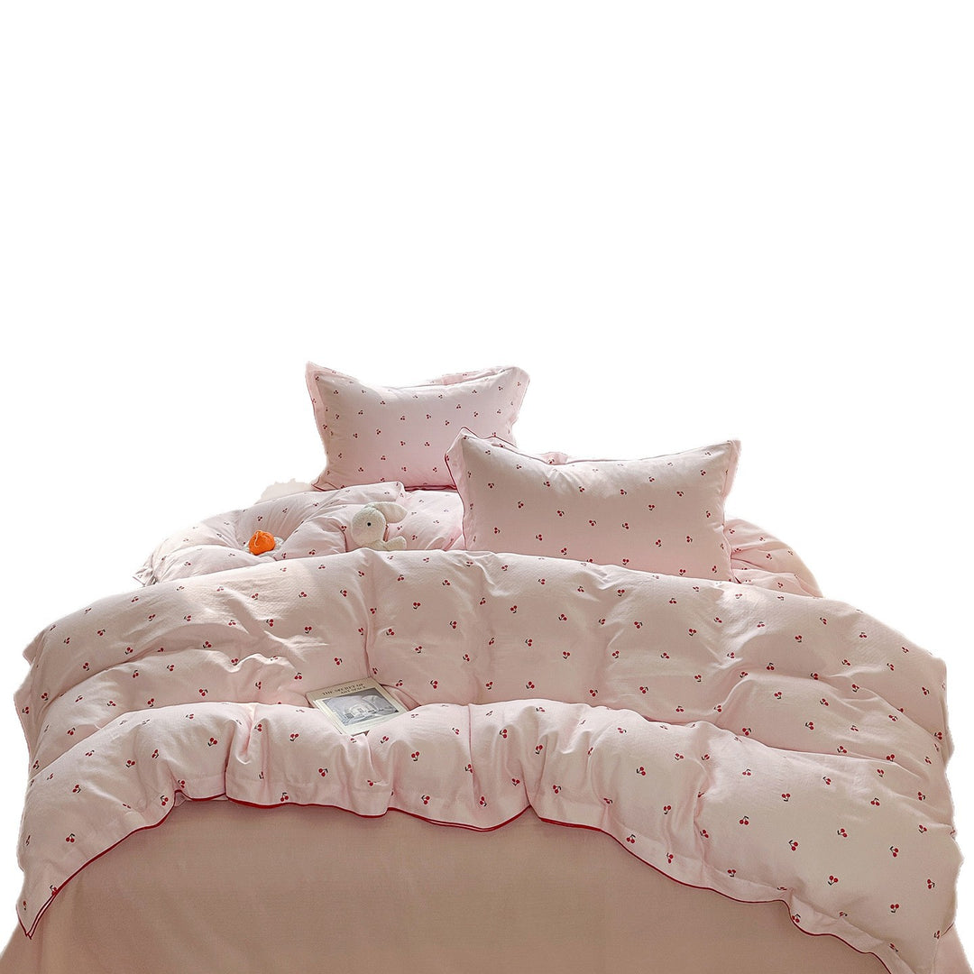 Cherry-Printed Cotton Duvet Cover Bedding Set