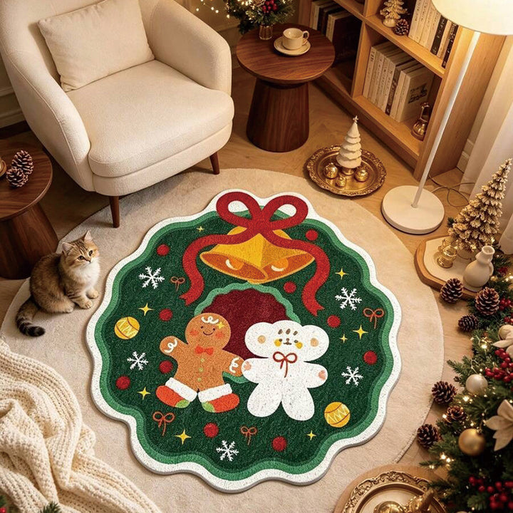 Festively Themed Decorative Round Area Rug