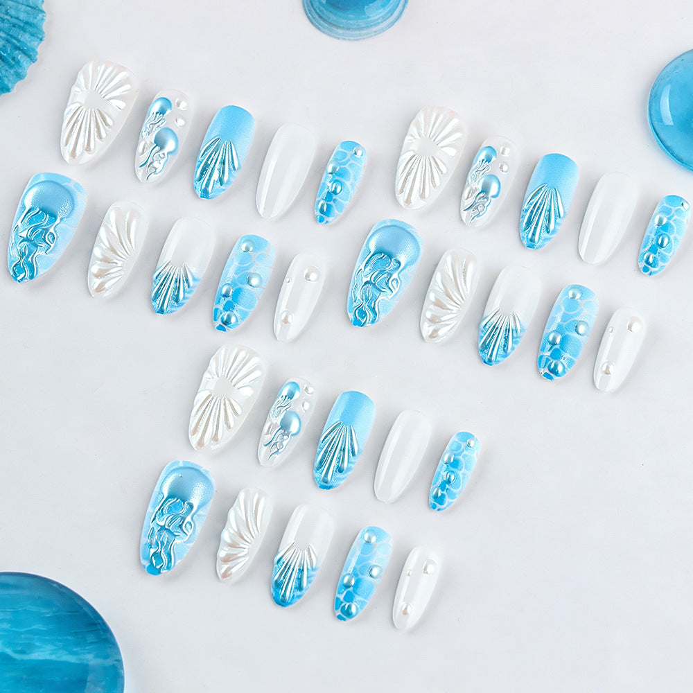 Artistic Seashell-Inspired Nail Art Set Stornfield