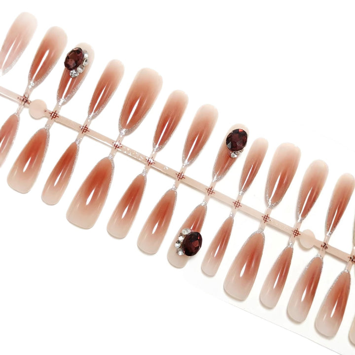 Elegant Artificial Nails with Shimmering Gradient and Sparkling Accents Stornfield
