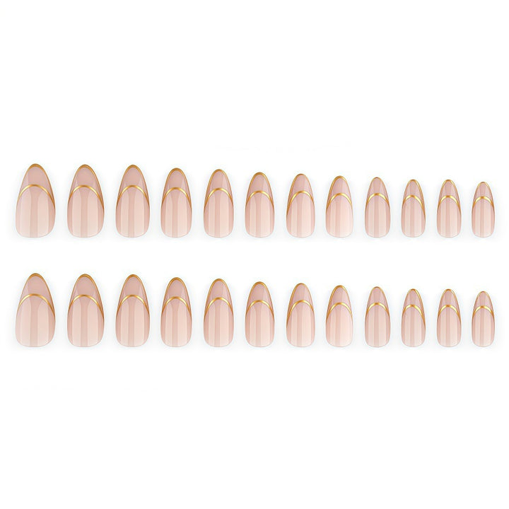 Artificial nails with elegant gold lines Stornfield