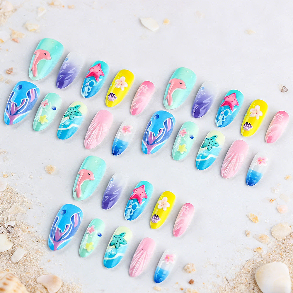 3D Seaside-Themed Press-On Nail Art Stornfield