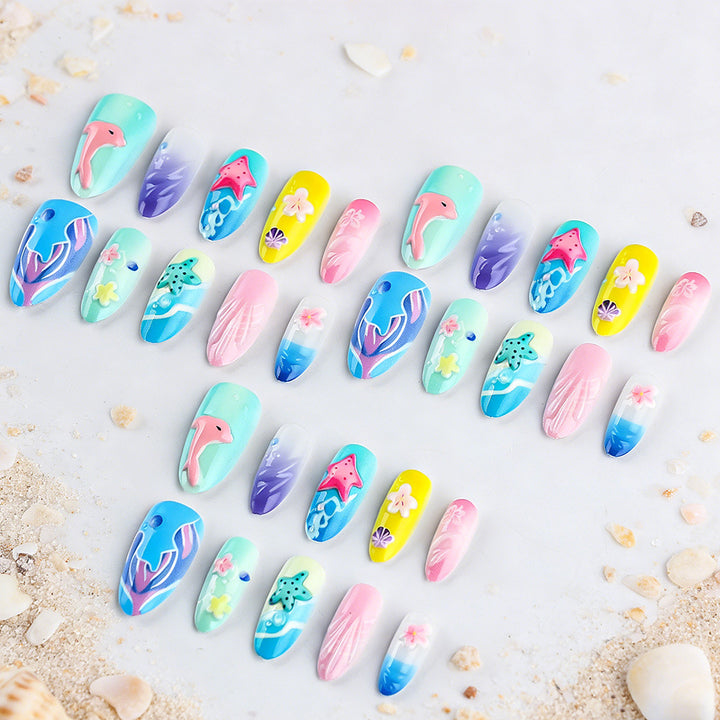 3D Seaside-Themed Press-On Nail Art Stornfield
