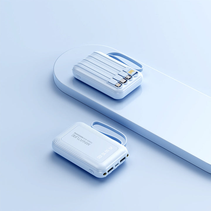Practical power bank with wireless fast charging function and integrated cable system Stornfield