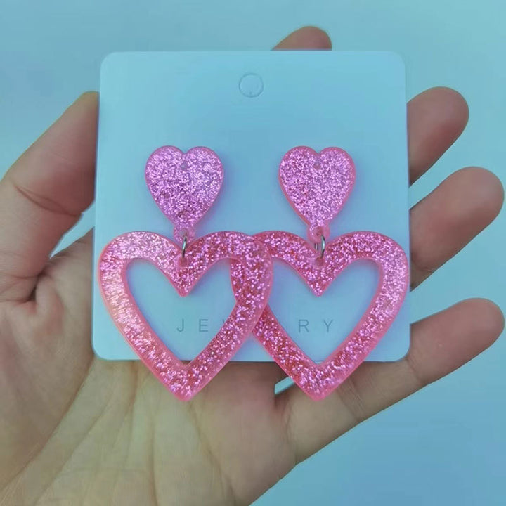 Heart-Shaped Glitter Earrings Stornfield