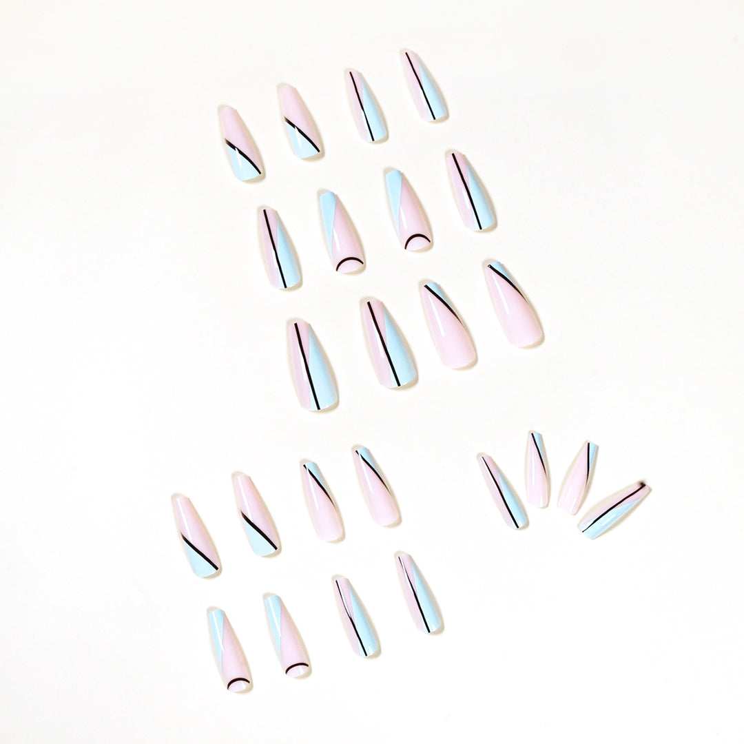 Artistic acrylic nails with geometric design Stornfield