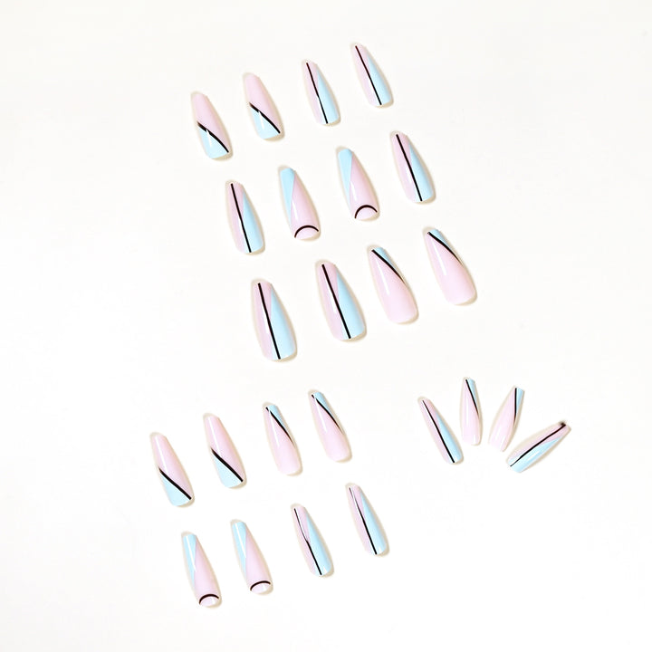 Artistic acrylic nails with geometric design Stornfield
