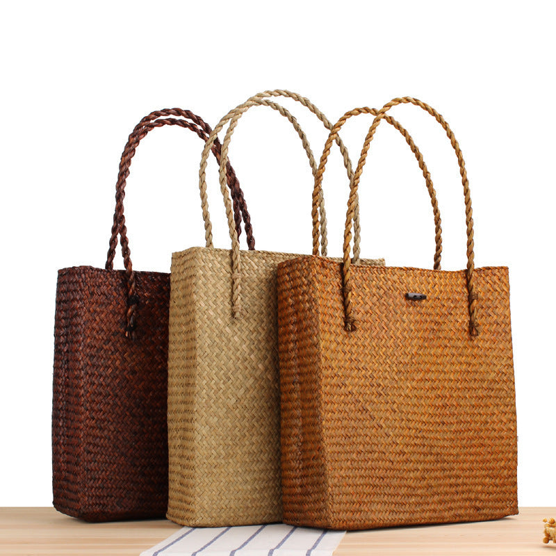 Hand-knotted tote bag made of natural wicker Stornfield