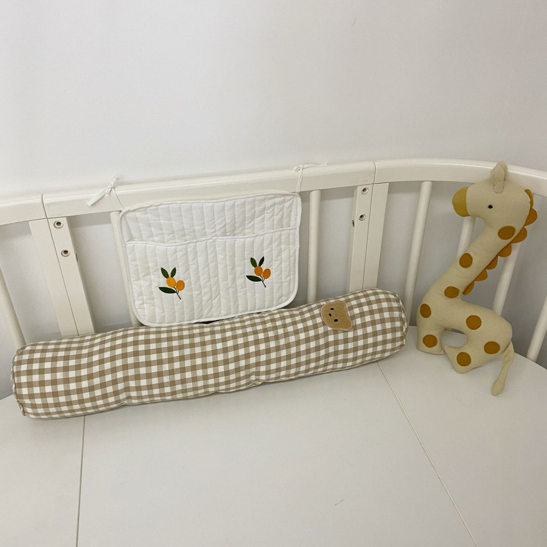 Long Gingham Crib Bolster Pillow for Nursery Support