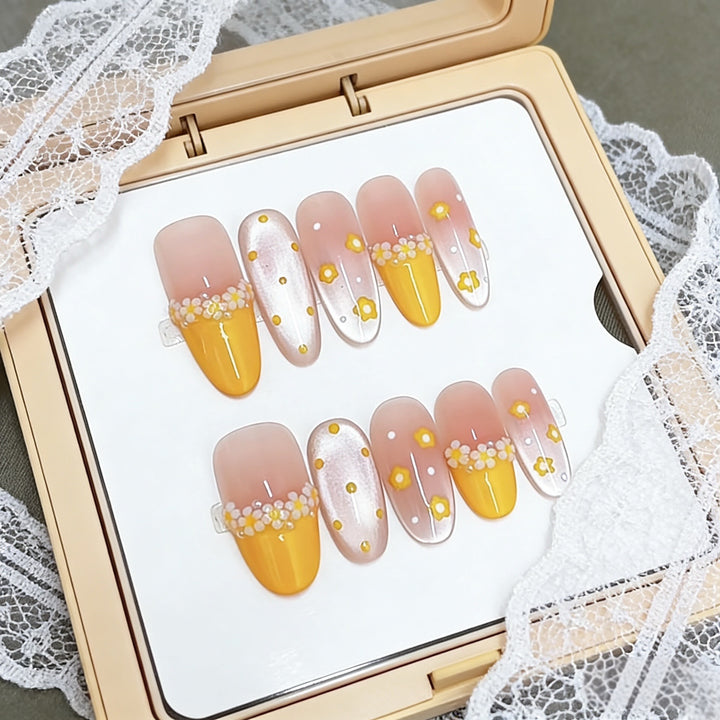 Artistic Floral-Designed Press-On Nail Set Stornfield