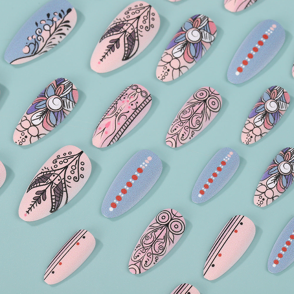 Creative Nail Art Set with Hand-Drawn Patterns Stornfield