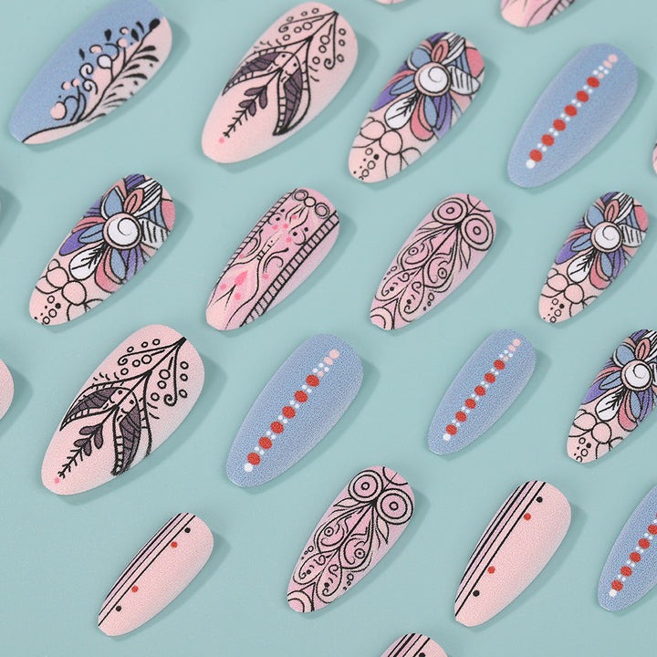 Creative Nail Art Set with Hand-Drawn Patterns Stornfield