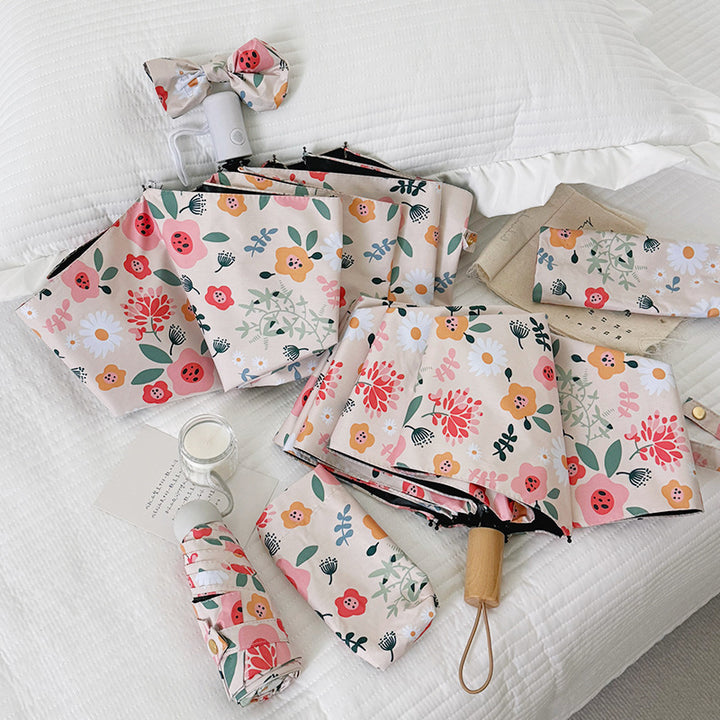 Ladies Folding Umbrella with Floral Design and Cute Details Stornfield