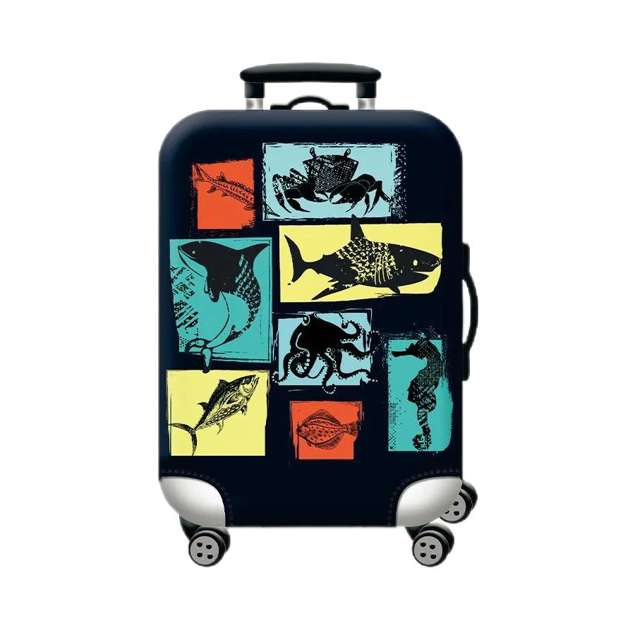 Unisex hard-shell cabin trolley with vintage travel illustration, 360° swivel wheels and telescopic handle Stornfield