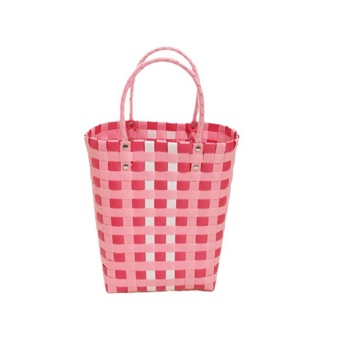 Braided Shopping Bag in Modern Checkered Pattern Stornfield