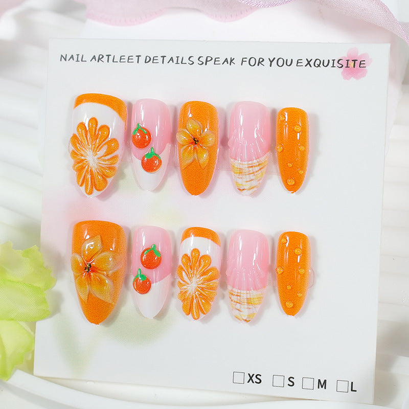 Acrylic nail set with fruity motifs and glamorous accents Stornfield