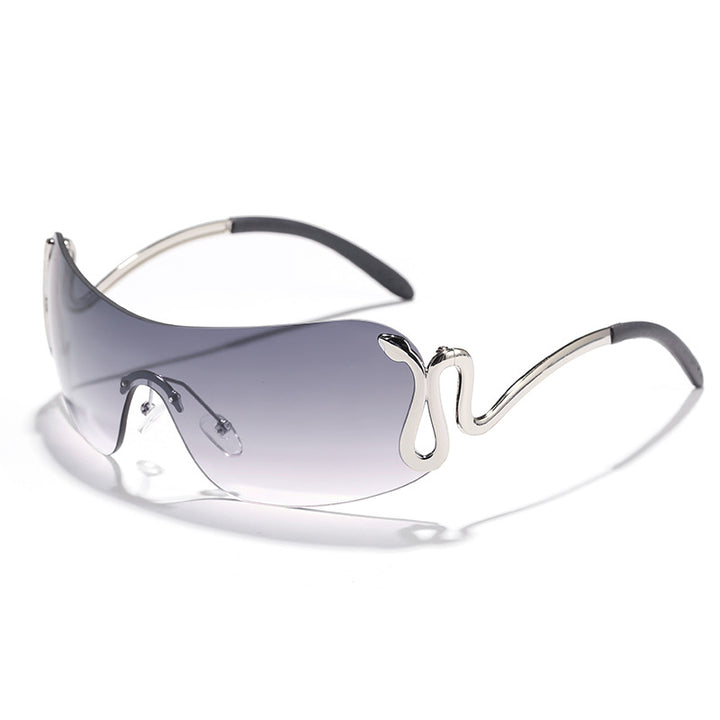 Women's fashionable futuristic sunglasses with curved frame Stornfield
