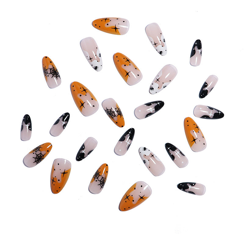 Artistic Halloween-Themed Press-On Nail Set Stornfield