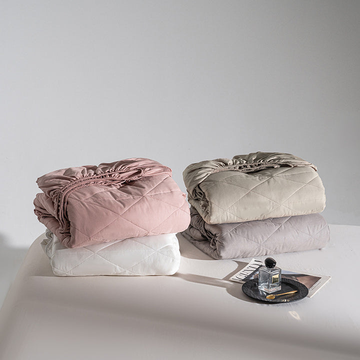 Quilted Fitted Mattress Protector Pad with Deep Elastic Skirt