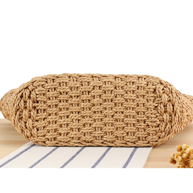 Braided bast bag with leather application Stornfield