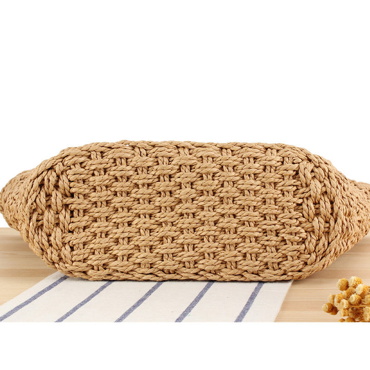 Braided bast bag with leather application Stornfield