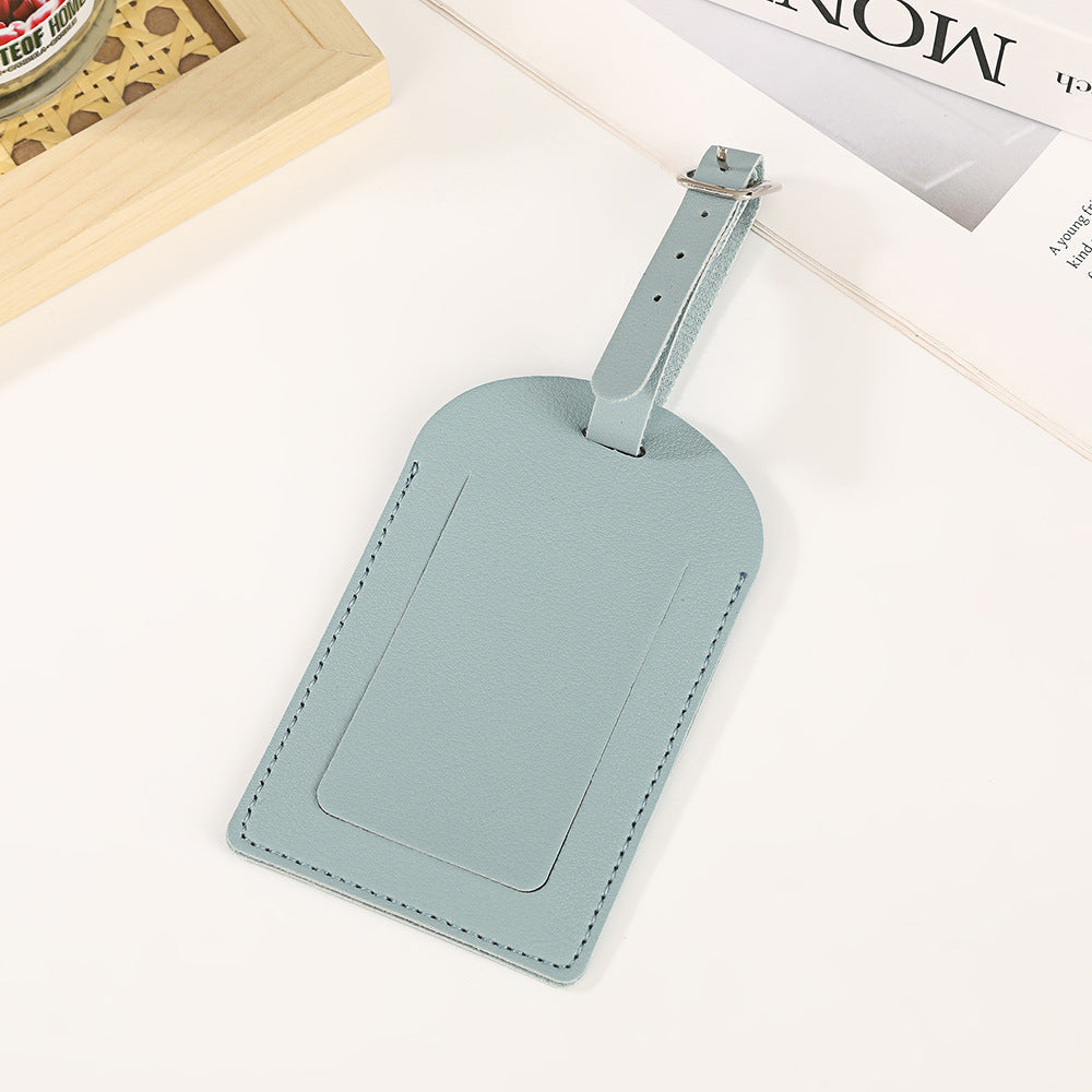 premium vegan leather luggage tag with adjustable buckle and clear ID window Stornfield