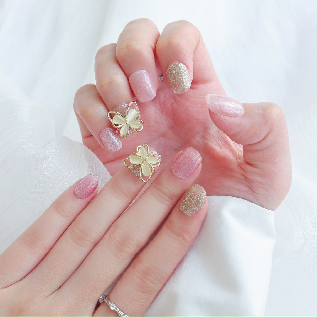Decorative Press-On Nail Art Set with Butterfly Accent