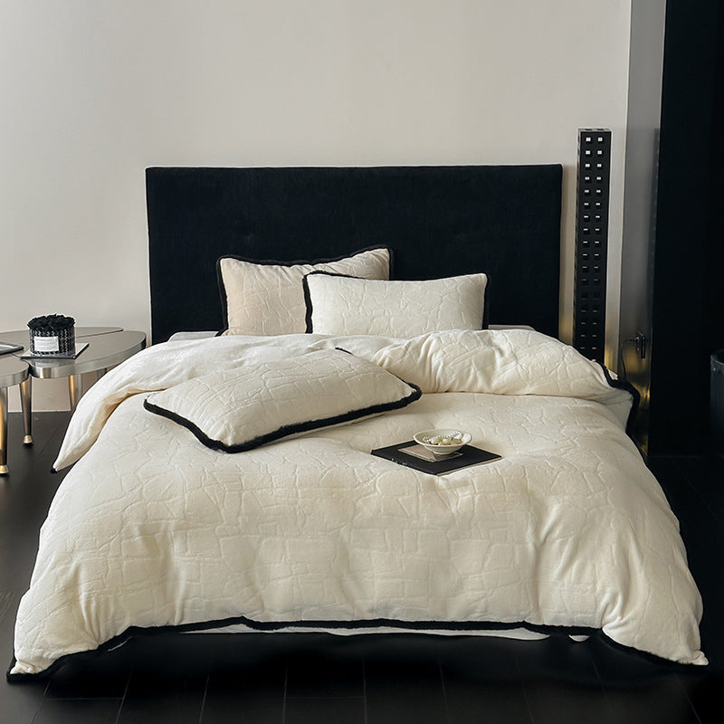Plush Quilted Duvet Cover Set with Contrasting Piped Edge
